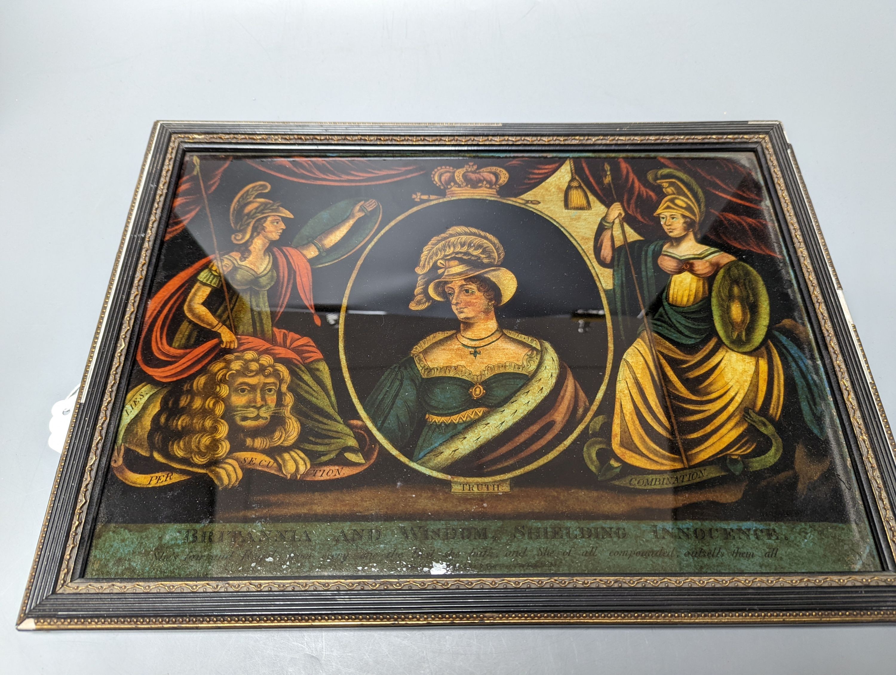 Two 19th century reverse decorated glass pictures, 36 x 26cm